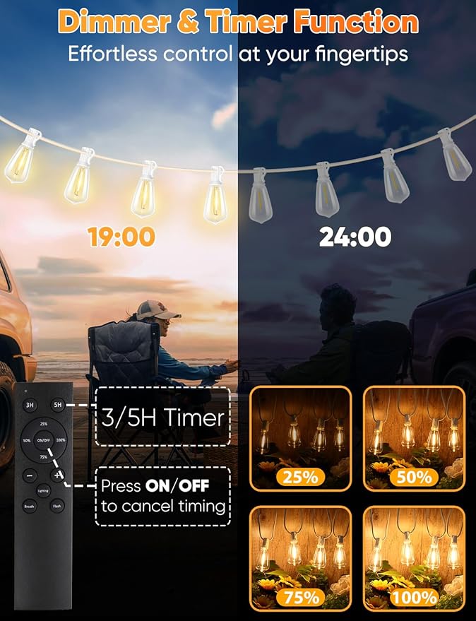 Brightever 120FT LED Outdoor String Lights - Image 4