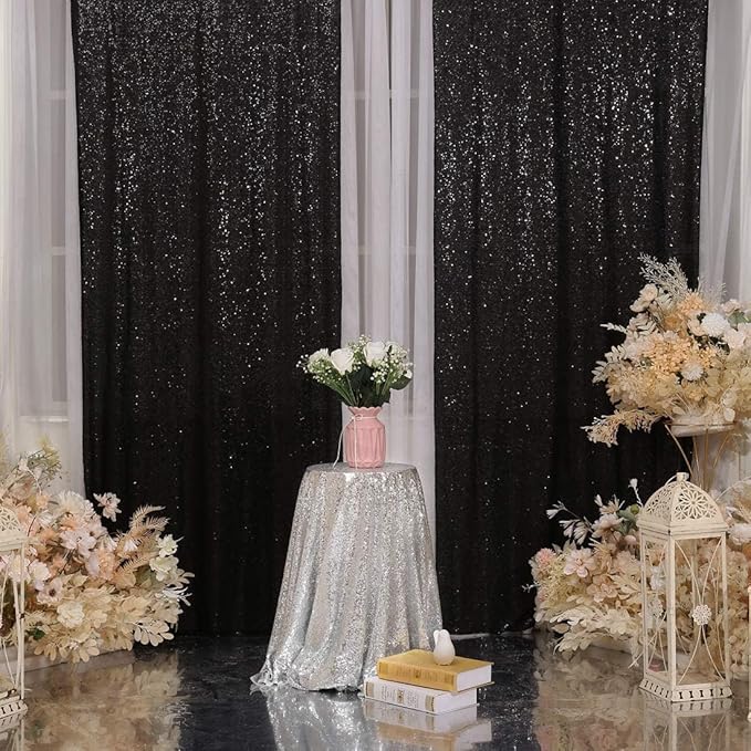 Poise3EHome Black Sequin Backdrop Curtain - Image 2