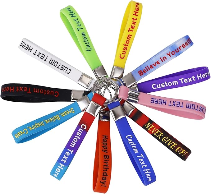 50 Custom Keychains Silicone Personalized Keyrings Customized Bulk - Image 2