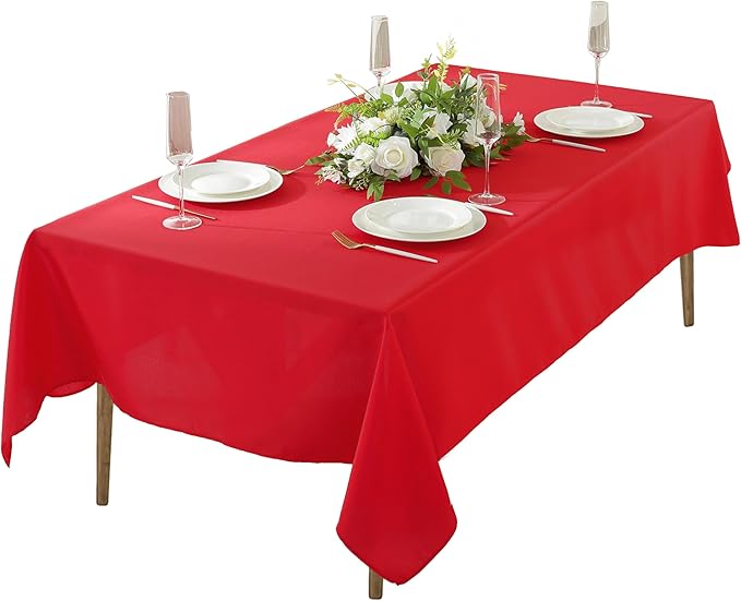 Craft And Party Rectangle Tablecloth, 70 x 90 Inch Red Tablecloth, Polyester by CraftAndParty