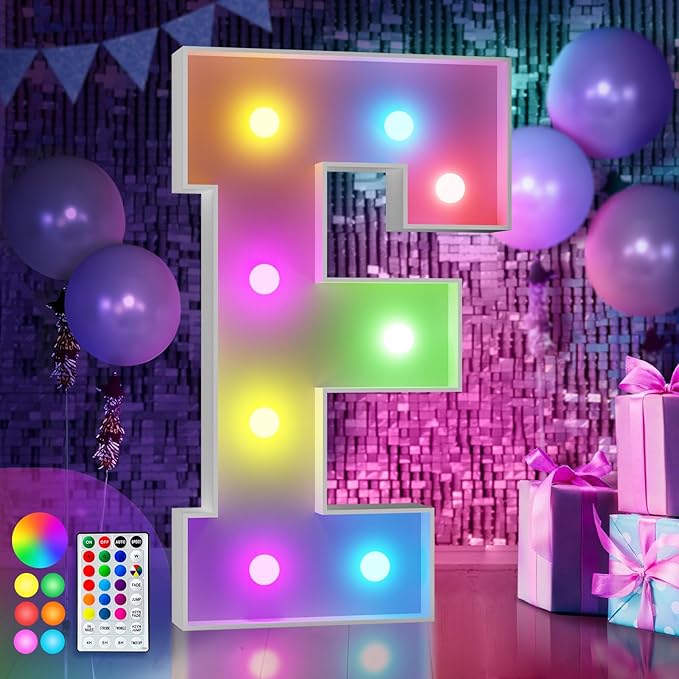 imprsv 3FT Colorful Marquee Light Up Letters F, 18 Colors Large Light up by Letsmakeitimpressive