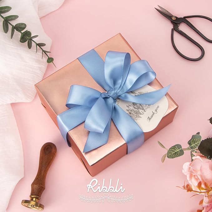 Ribbli Dusty Blue Satin Ribbon, Double Faced Satin 1 inch x Continuous 25 Yards - Image 2