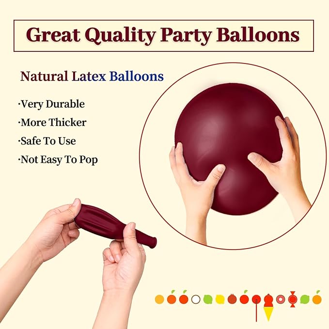 110pcs Burgundy Red Balloon 12 Inch, Burgundy Red Latex Balloons - Image 2