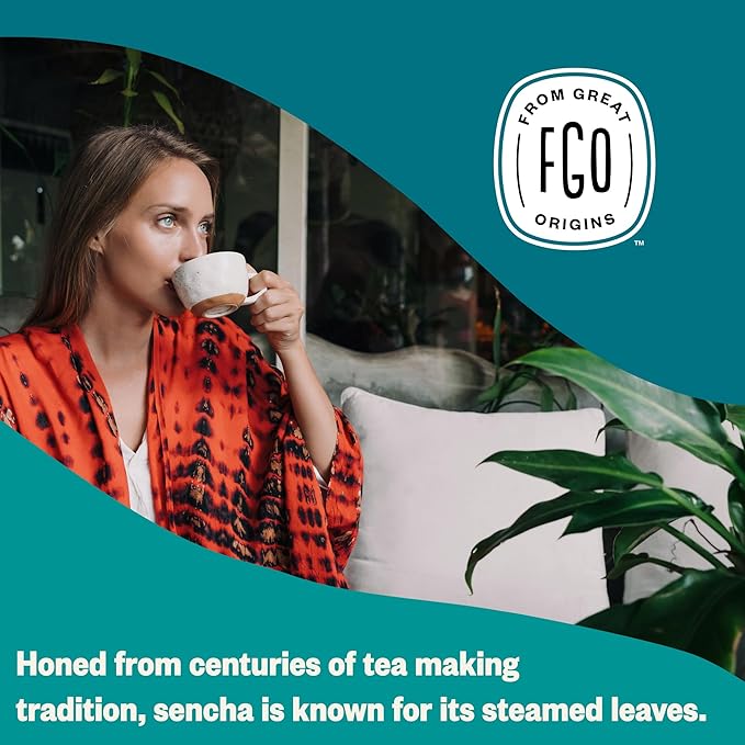 FGO Organic Sencha Green Tea, Eco-Conscious Tea Bags, Resealable Bag, Sourced - Image 6