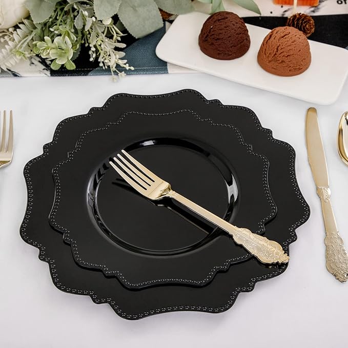 COLOSUS 100pcs Black Plastic Party Dinner Plates - Image 5