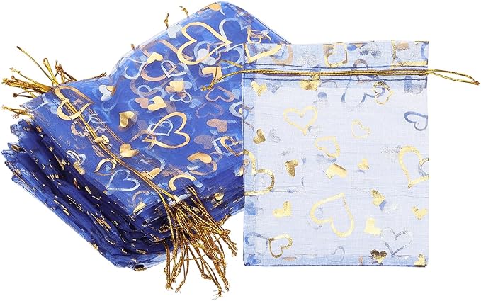 PATIKIL 100 Pcs 5x7 Inch Heart Printed Organza Bags by PATIKIL