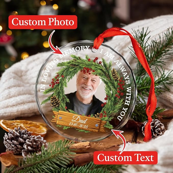 Personalized Memorial Glass Ornament 2025 – I Am Always - Image 3