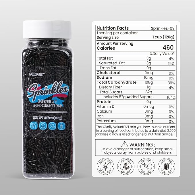 Edible Black Sprinkles, Jimmies Sprinkle - Image 2