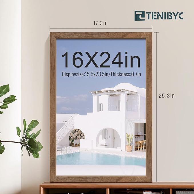 16x24 Frame - 4 Pack, Walnut Brown Wood Grain, Display 16x24 or 24x16 Photos - Image 2