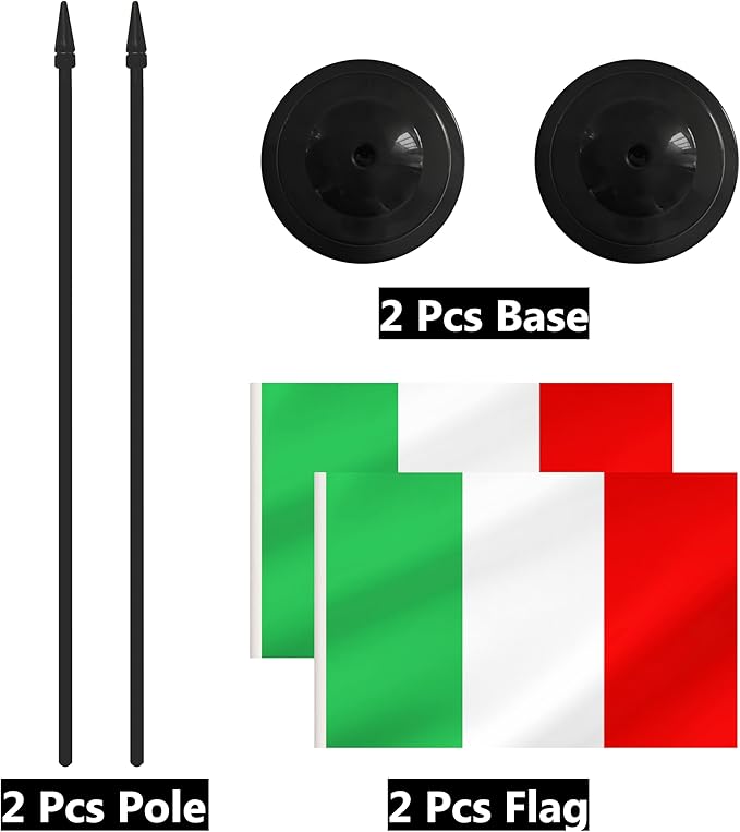 2 Pack Italy Desk Flag Set, Italian Desktop Small Miniature Table Office Flag - Image 6