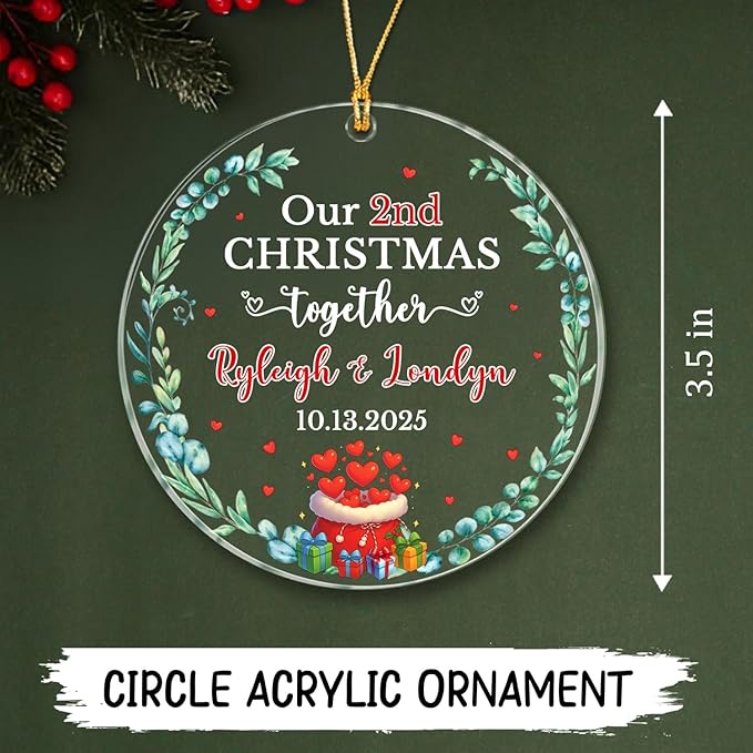 Our 2ND Christmas Together Ornament 2025, Personalized Date & Names Couple - Image 5