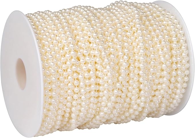 295 FT Pearl Beads Garland for Decoration, 3MM Craft Pearl Beads String Roll by Ucevi