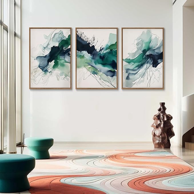 myusuar 3 Piece Large Abstract Framed Wall Art - Image 2