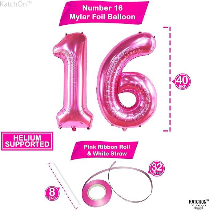 KatchOn, Hot Pink 16 Balloon Numbers - Image 4