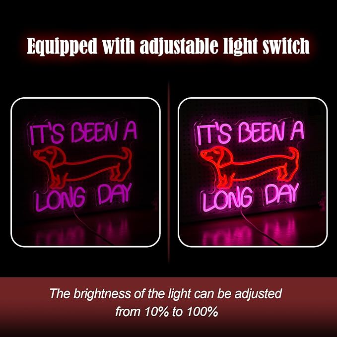Dimmable Dog Neon Sign Pink It’s Been A Long Day Neon Light - Image 4
