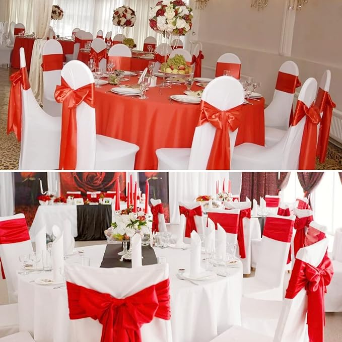 100 PCS Satin Chair Sashes Decorative Bows Satin Chair Sashes Ties Back Ribbon - Image 5