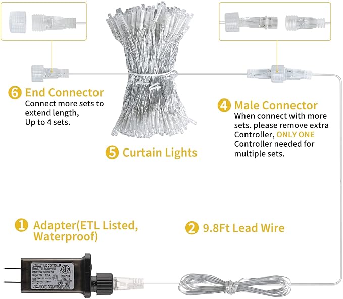 Brightown 300 LED Curtain Lights - Image 4