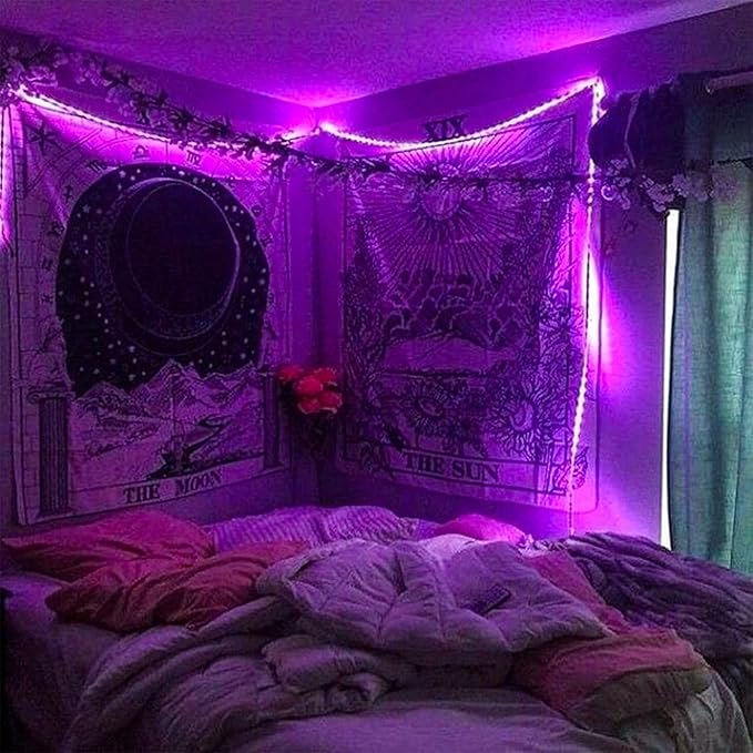 Purple String Lights, 33ft 100 LED 8 Modes Clear Wire Plug in Christmas Easter - Image 2