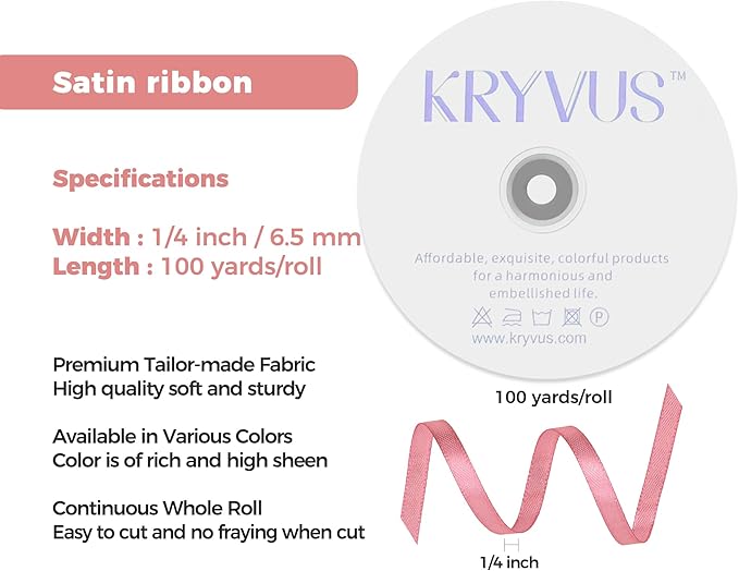 Rose Gold Satin Ribbon 1/4 inch X Continuous 100 Yards, Single Face Polyester - Image 3