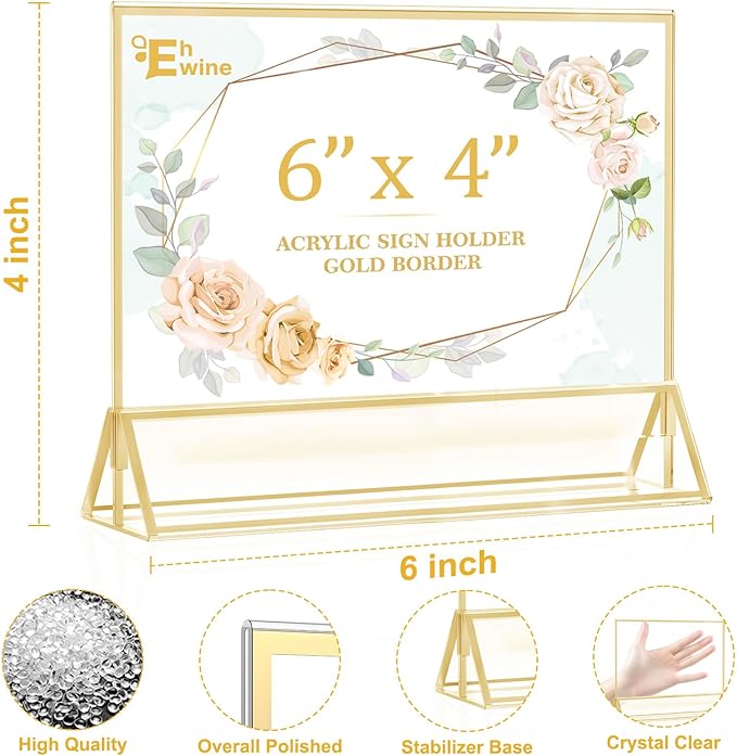EHWINE 24 Pack Acrylic Sign Holder 4 x 6 Horizontal, Double-Sided Stand up - Image 2