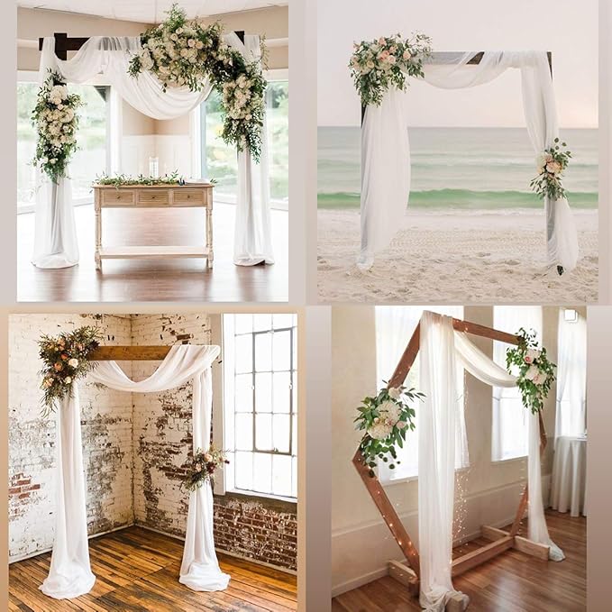 Socomi Wedding Arch Draping Fabric 2 Panels 29" x 19Ft Ivory Sheer Chiffon - Image 5