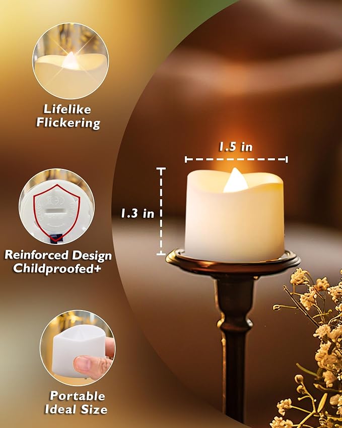Homemory Timer Tea Lights Candles Battery Operated, 6H Timer Built-in, Auto On - Image 3