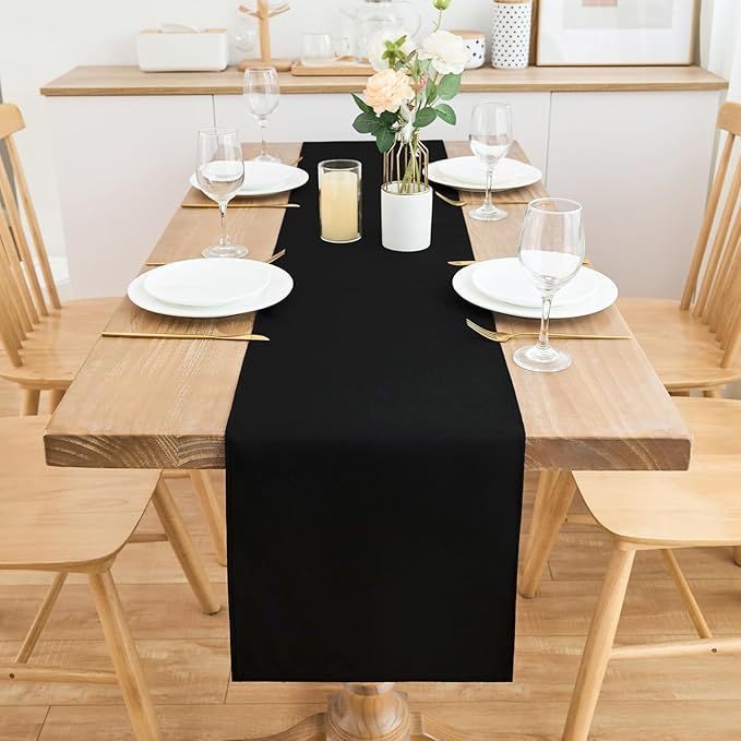 2 Pack Black Small Short Table Runner 12 x 48 Inch Solid Color Runners Coffee - Image 3