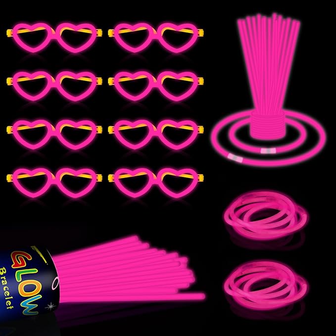 60 Pack 8” Pink Glow Sticks Bulk Bright Glow Sticks by ZSMKJIAYE