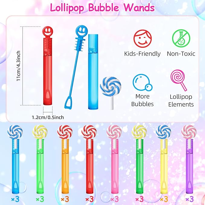 AFZMON 24 Candyland Party Favors Bubble Wands - Image 2