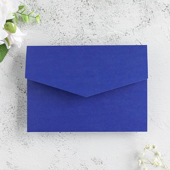 20 PCS Royal Blue Tri-fold Laser Cut Wedding Invitation Pockets - Image 5