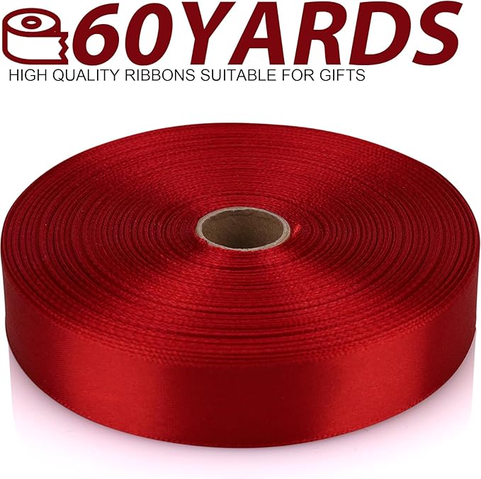 Wine Red 7/8 Inch 60 Yards Satin Craft Ribbon - Image 2