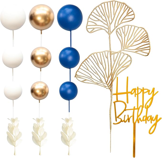 Gyufise 57Pcs Balls Cake Topper Boho Grass Cake topper Pearl Balls Acrylic - Image 3