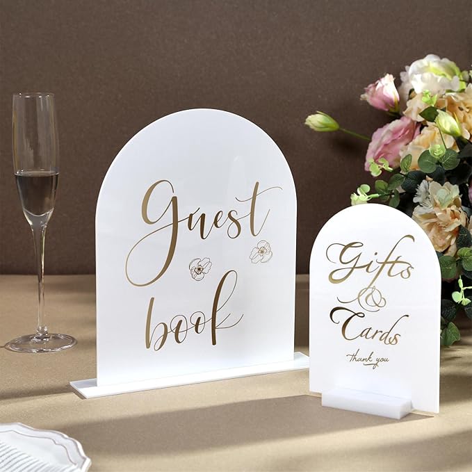 UNIQOOO 20 Pcs Acrylic 5x7 White Arch Table Sign - Image 5
