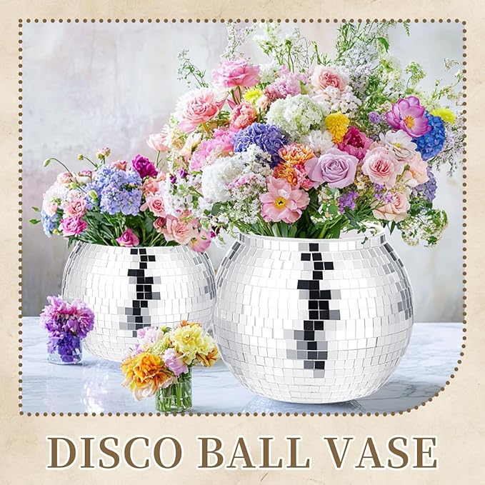 4 Pcs Disco Ball Vases, Plastic Disco Ball Centerpieces 6" X 6.7" Disco Ball - Image 4