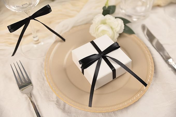 Black Satin Ribbon 1/4 inch X Continuous 100 Yards, Single Face Polyester - Image 5