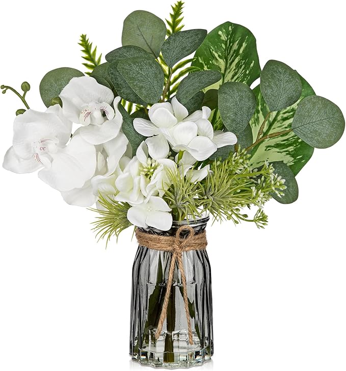 White Orchids Artificial Flowers by Oairse