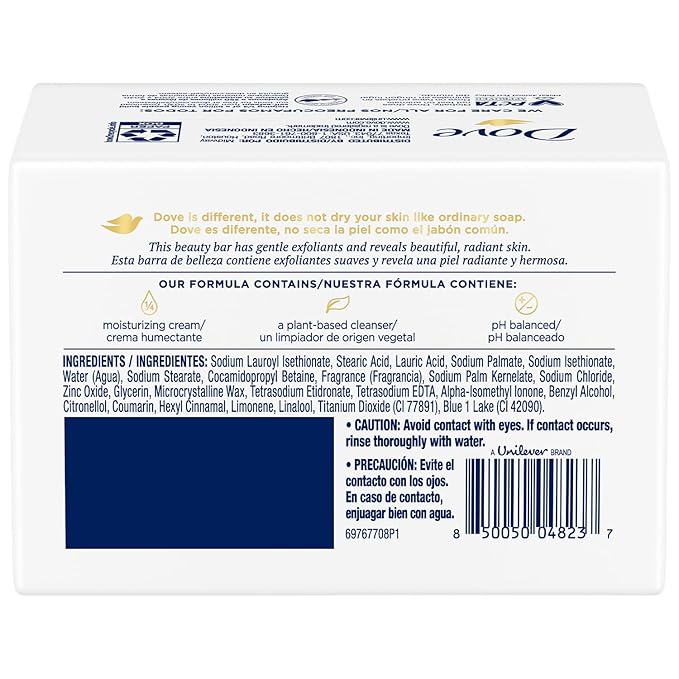 Dove Soap, Gentle Exfoliating Beauty Bar Pack – 3-in-1 Moisturizing Face - Image 2