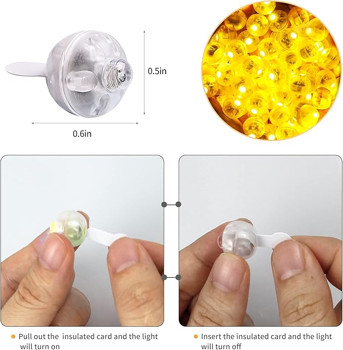 Aogist 100pcs Yellow Balloon Light, Long Standby Time Waterproof Mini Ball Light - Image 3