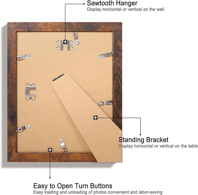 8.5x11 Picture Frame Set of 4, High Definition Real Glass Rustic Frame - Image 5