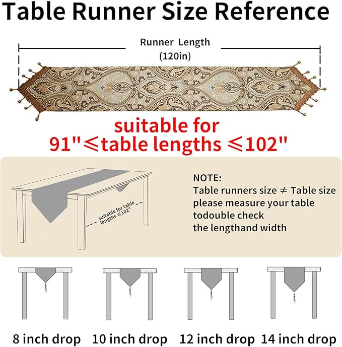 Luxury Vintage Design Table Runner 120 inches Long Embroidery Jacquard Fabric - Image 2
