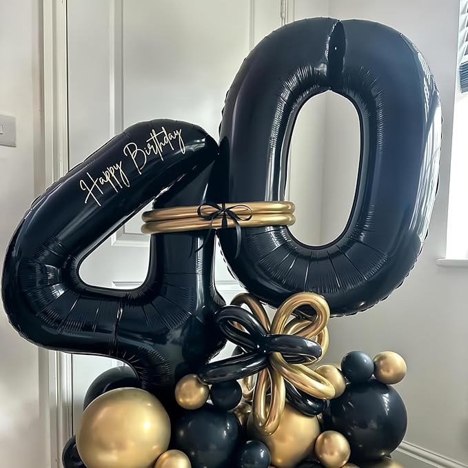 Black 5 Balloon Number, 40 Inch Number 5 Balloon Large Black 5 Foil Mylar - Image 7