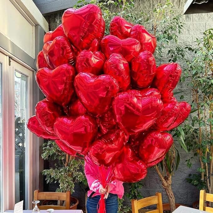 12Pcs Blue Heart Balloons, 18 Inch, Valentine's Day - Image 3