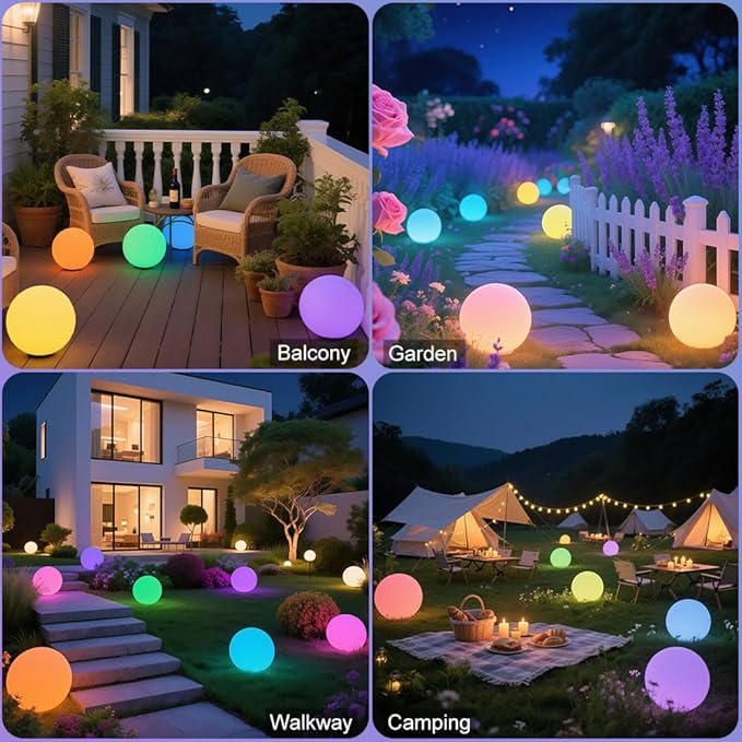 10-in Glowing LED Ball Light, Dimmable 16 RGB Color 4 Mode Glowing Orb Lights - Image 4