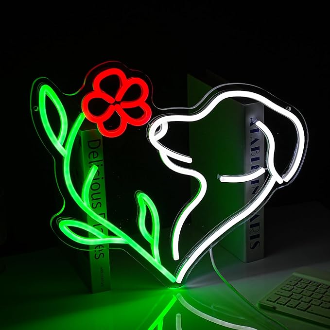 Cute Dog Neon Sign LED Flower Neon Light Suitable - Image 5