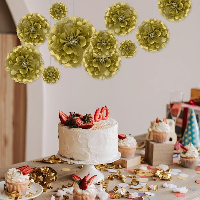 Tissue Paper Pom Poms, Hanging Flower Balls - Image 3