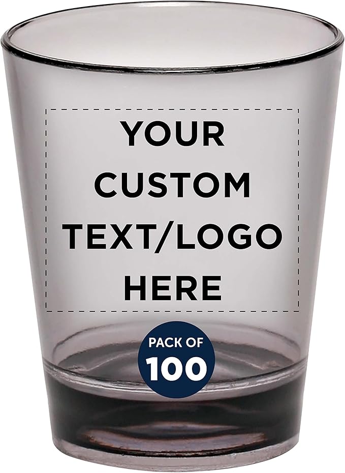 Custom Translucent Plastic Shot Glasses 1.5 oz. Set of 100, Personalized Bulk by DISCOUNTPROMOS
