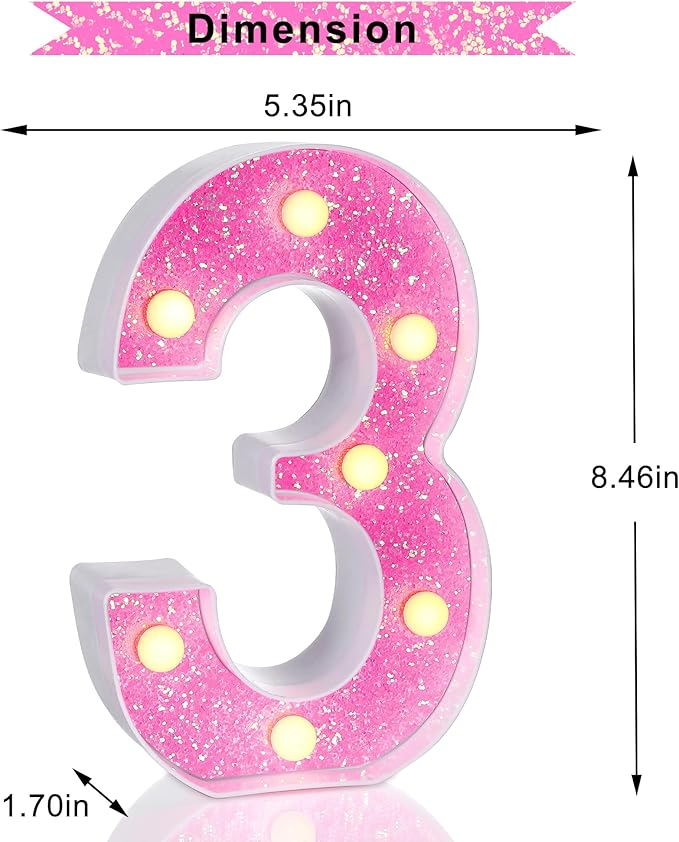 Foaky Pink Light up Letters，Pink Party Decorations, Girls Room Decor, Glitter - Image 5
