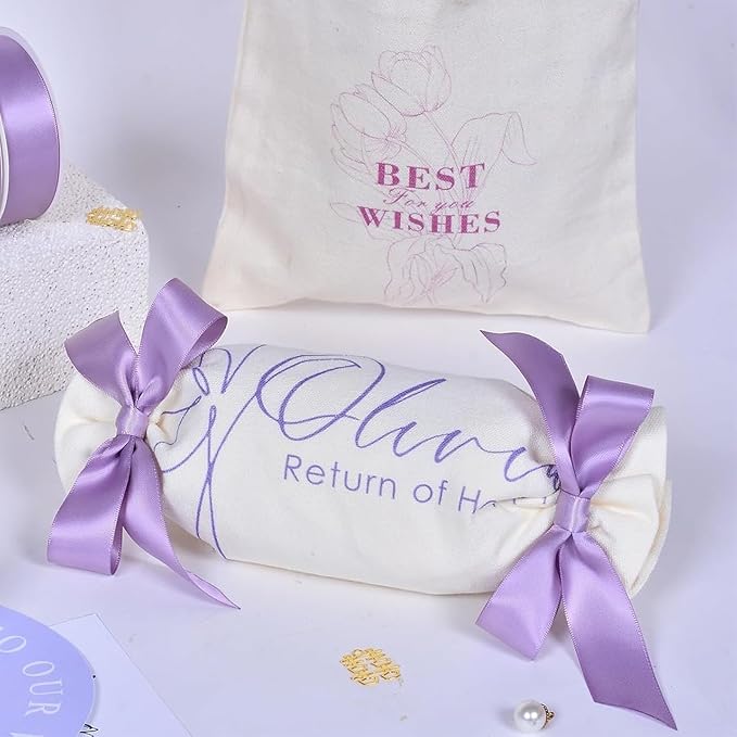 1-1/2 Inch Light Purple Satin Ribbon 50 Yards Solid Fabric Ribbons - Image 6