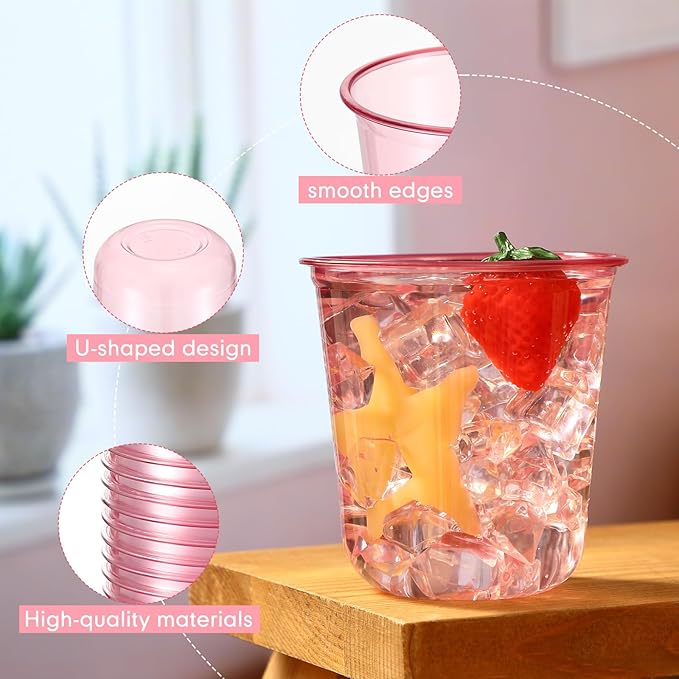 50 Pcs Disposable Stemless Glasses 12oz Crystal Plastic Wine Glasses Clear - Image 4