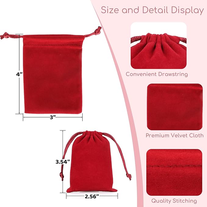 Velvet Drawstring Jewelry Bag, 3x4 Dice Bag, - Image 2